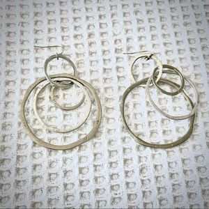 Oversized hammered hoop-in-hoop earrings